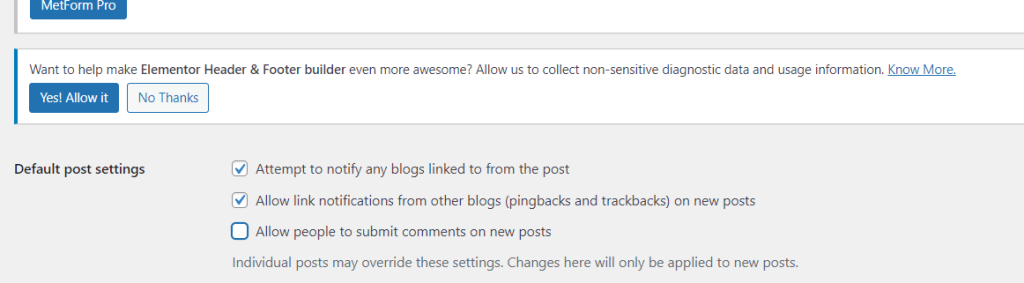 Disable the checkbox that says "allow people to submit comments".