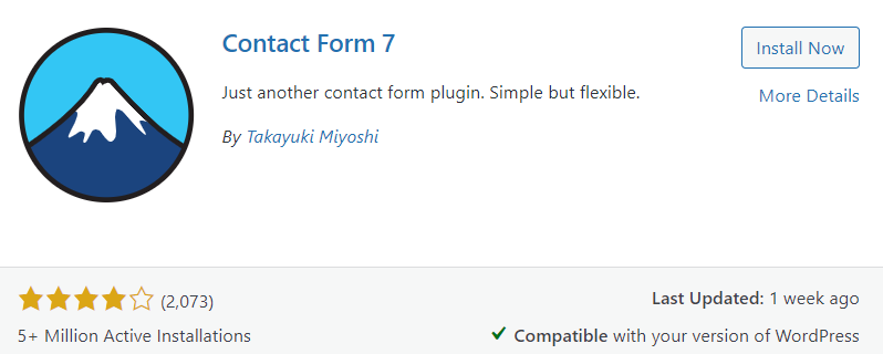 Search for Contact Form plugin and install it.