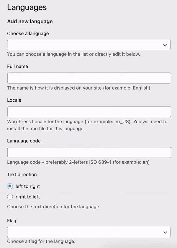 Add languages to a website